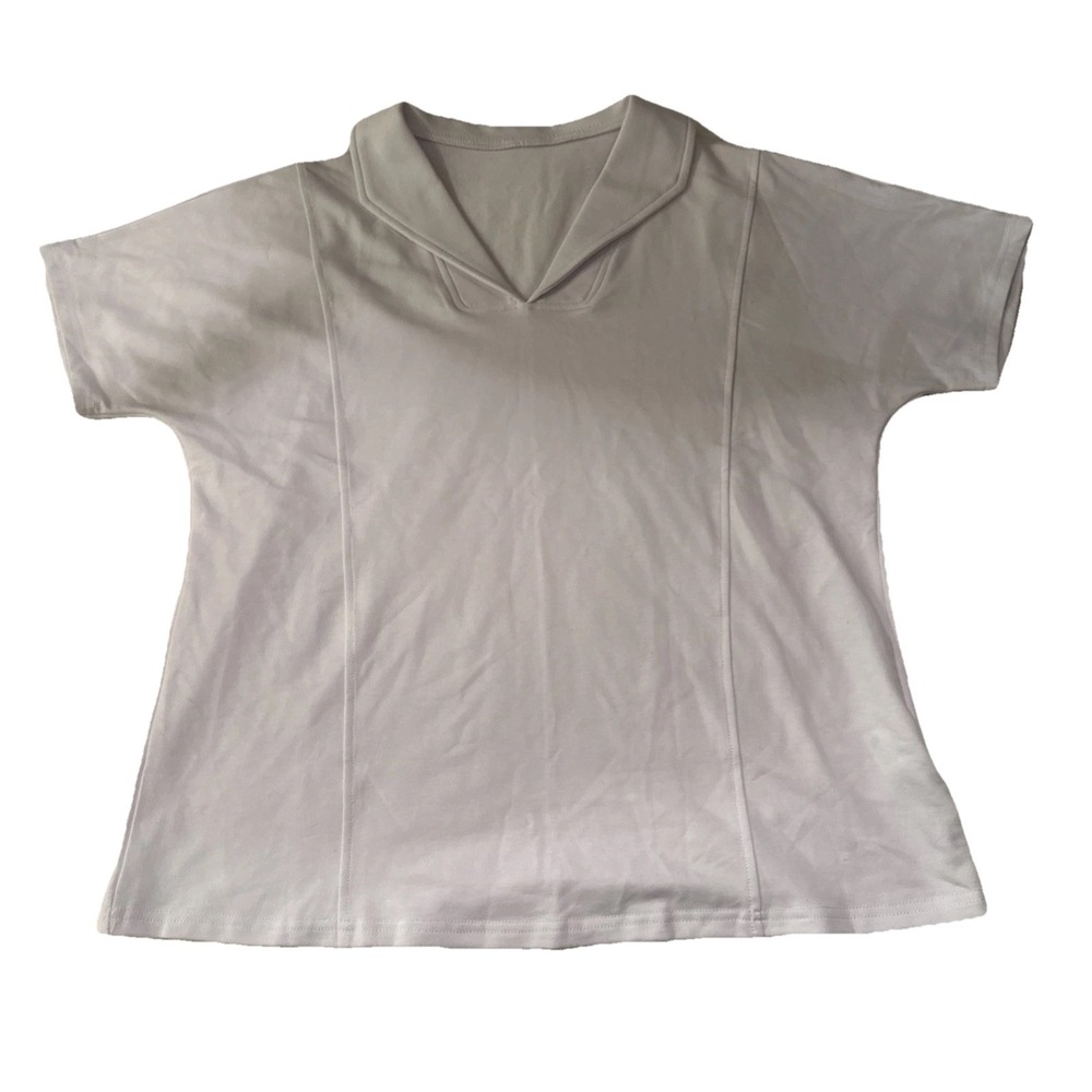 Lomon Ladies fashion polo shirt short sleeve White medium athletic wear
